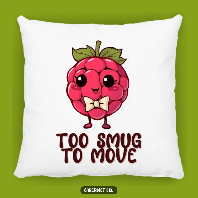 Funny Raspberry Bowtie Pillow: Smug Decor - Cute Funny Gift