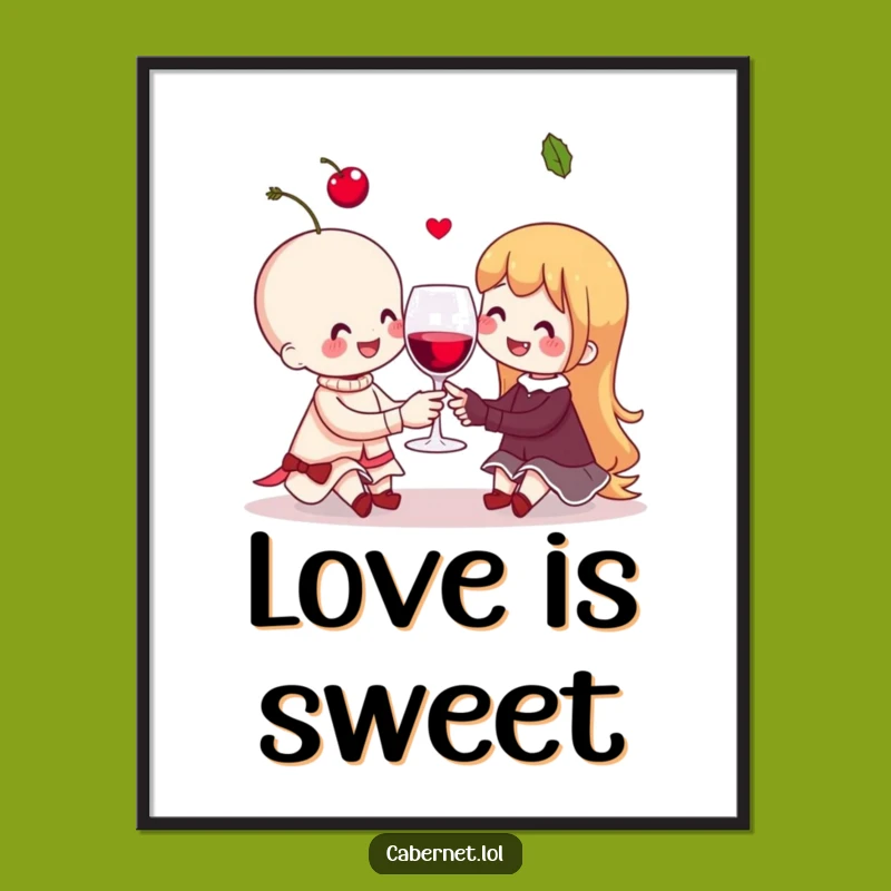 Funny Cherry Couple Digital Art: Cheerful Printable - Perfect Funny Gift