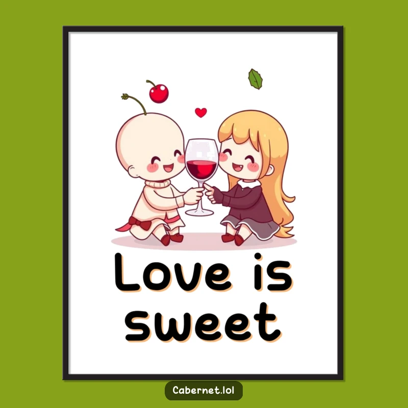 Funny Cherry Couple Poster: Cheerful Wall Art - Adorable Funny Gift
